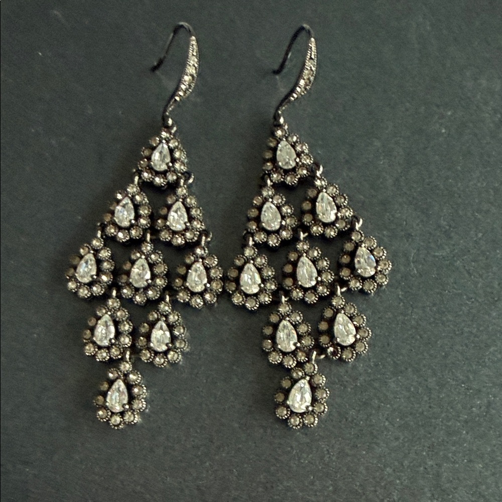 Nordstrom Black and Silver Teardrop Earrings